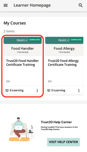 Food Handler Certificate in App 1