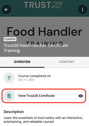 Food Handler Certificate in App 2