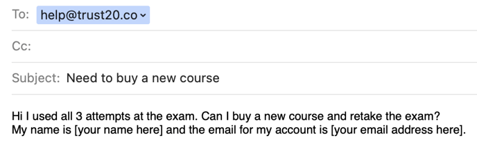 Email to purchase new course