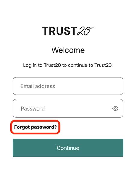Forgot password highlighted on login screen