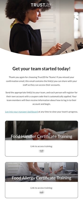 Trust20 for Teams confirmation email