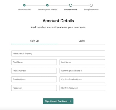 Enter the account information