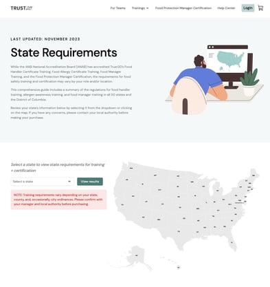 Updated preview of Trust20's State Requirements page